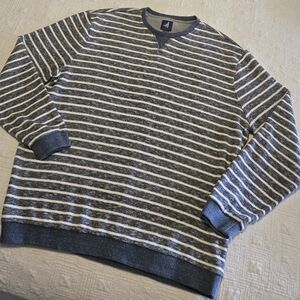 Johnnie-O Blue and White Striped Crewneck, Size XL